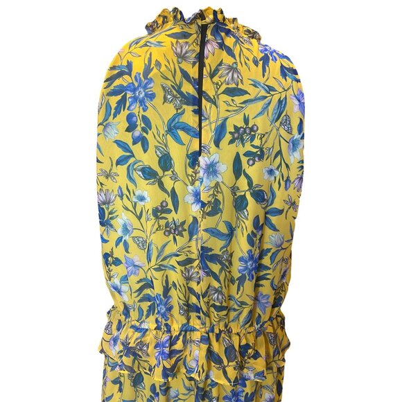 Sam Edelman Sheer Yellow Layered Floral Dress Size 10 - Picture 12 of 16